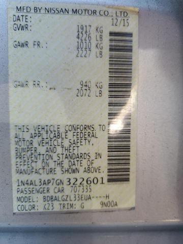 1N4AL3AP7GN322601 - 2016 NISS ALTIMA 2.5 银色 照片 12