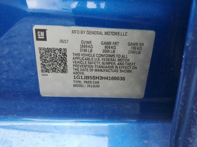 1G1JB5SH3H4169036 - 2017 CHEVROLET SONIC LS ლურჯი ფოტო 12