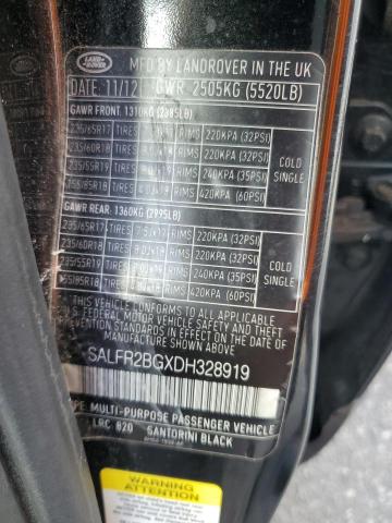 SALFR2BGXDH328919 - 2013 LAND ROVER LR2 HSE BLACK photo 13