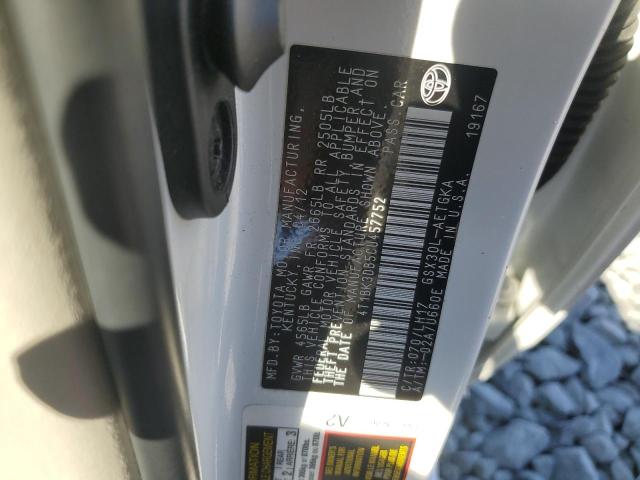 4T1BK3DB5CU457752 - 2012 TOYOTA AVALON BASE Beyaz fotoğraf 12