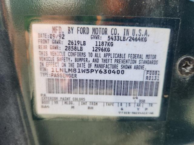 1LNLM81W5PY630400 - 1993 LINCOLN TOWN CAR EXECUTIVE GREEN photo 12