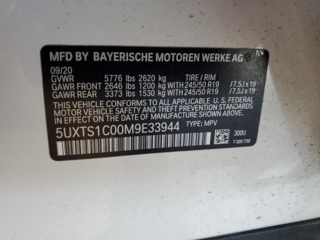 5UXTS1C00M9E33944 - 2021 BMW X3 XDRIVE30E WHITE photo 12
