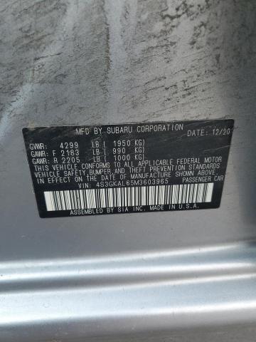 4S3GKAL65M3603965 - 2021 SUBARU IMPREZA SPORT SILVER photo 12