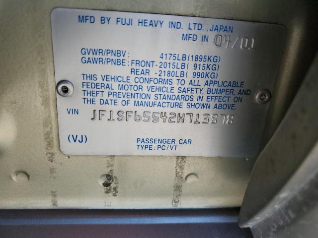 JF1SF65542H713878 - 2002 SUBARU FORESTER S GOLD photo 12