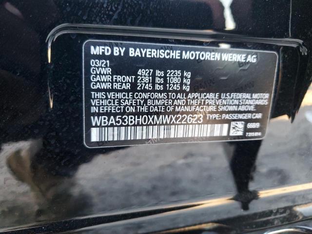 WBA53BH0XMWX22623 - 2021 BMW 530 I BLACK photo 12