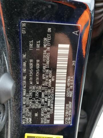 5TDJKRFH7GS501443 - 2016 TOYOTA HIGHLANDER XLE BLACK photo 13