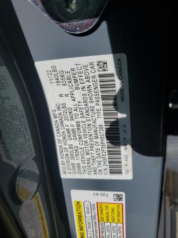 2HGFE2F58PH507388 - 2023 HONDA CIVIC SPORT ნაცრისფერი ფოტო 12