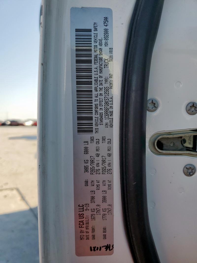 1C6RR6FG8KS712565 - 2019 RAM 1500 CLASS TRADESMAN Biały zdjęcie 13