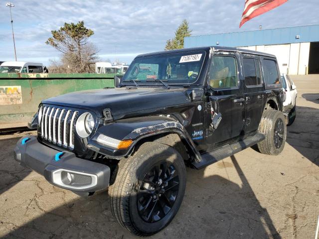 1C4JJXP64NW119680 - 2022 JEEP WRANGLER U SAHARA 4XE BLACK photo 1
