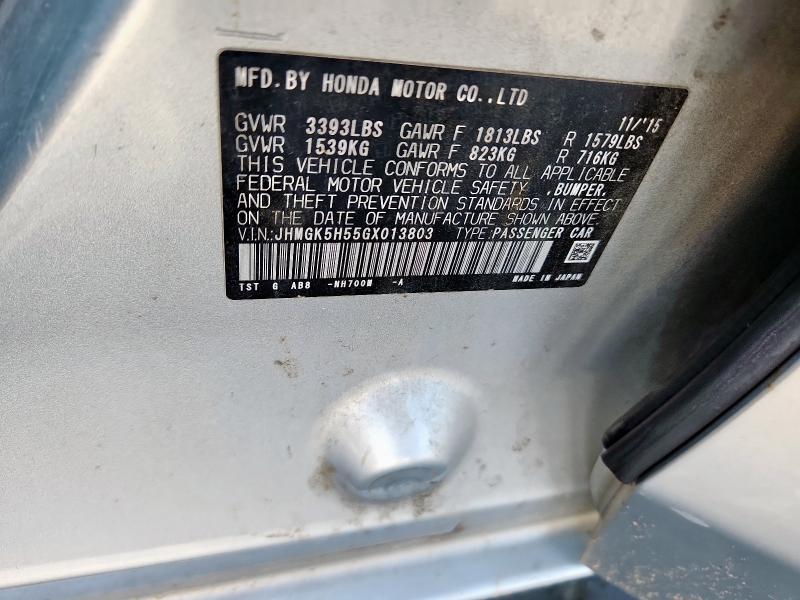 JHMGK5H55GX013803 - 2016 HONDA FIT LX SILVER photo 12