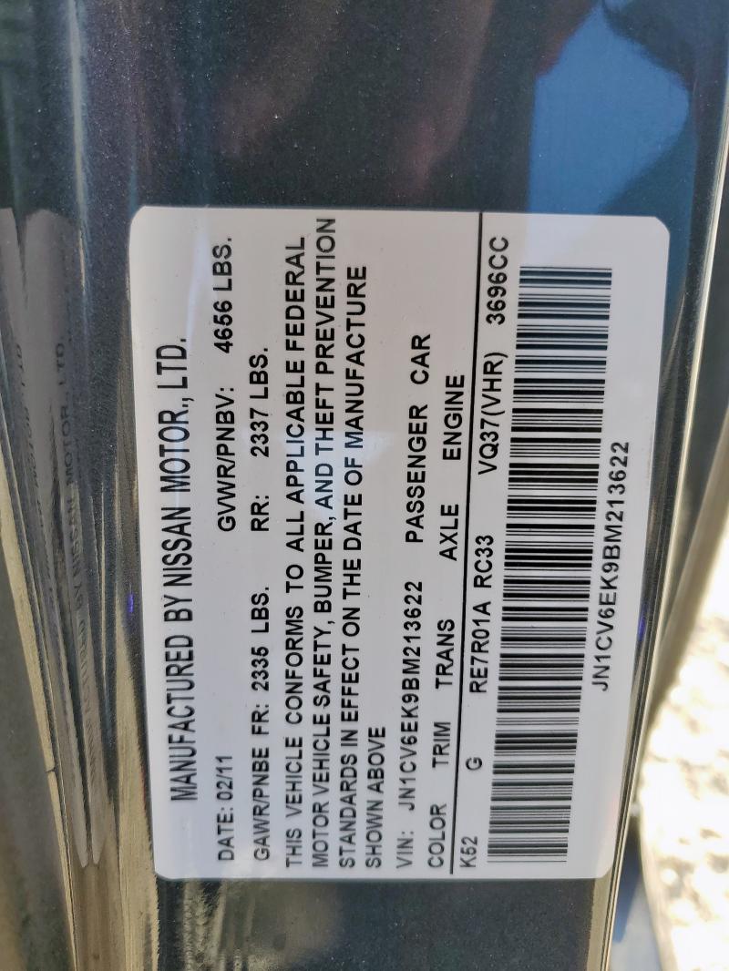 JN1CV6EK9BM213622 - 2011 INFINITI G37 BASE SILVER photo 13