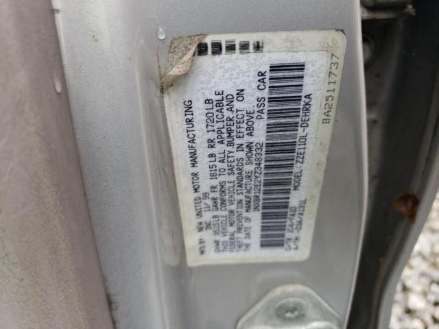 1NXBR12E2YZ348332 - 2000 TOYOTA COROLLA VE SILVER photo 12