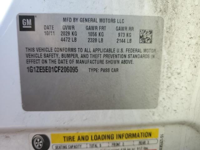 1G1ZE5E01CF206095 - 2012 CHEVROLET MALIBU LTZ თეთრი ფოტო 13