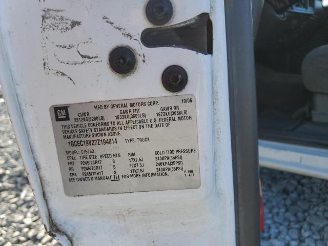 1GCEC19V27Z194814 - 2007 CHEVROLET SILVERADO C1500 CLASSIC WHITE photo 12