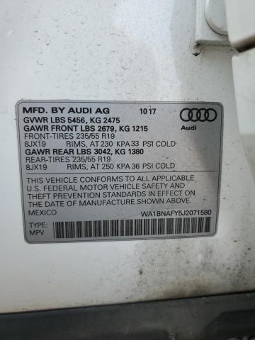 WA1BNAFY5J2071580 - 2018 AUDI Q5 PREMIUM PLUS WHITE photo 13