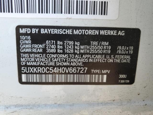 5UXKR0C54H0V66727 - 2017 BMW X5 XDRIVE35I WHITE photo 13