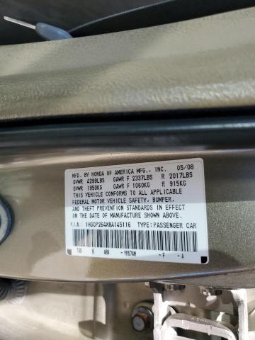 1HGCP264X8A145116 - 2008 HONDA ACCORD LXP TAN photo 12