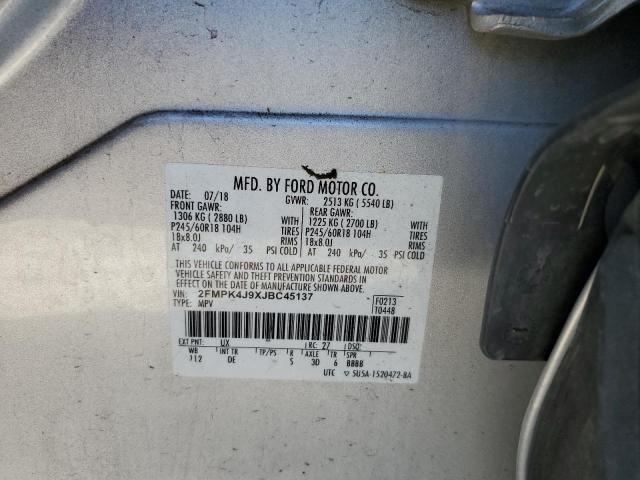 2FMPK4J9XJBC45137 - 2018 FORD EDGE SEL 银色 照片 12