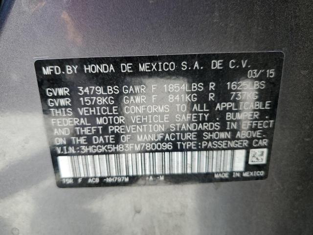 3HGGK5H83FM780096 - 2015 HONDA FIT EX ნაცრისფერი ფოტო 13