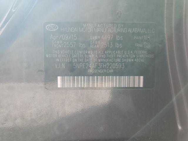 5NPE24AF3FH220593 - 2015 HYUNDAI SONATA SE CHARCOAL photo 12