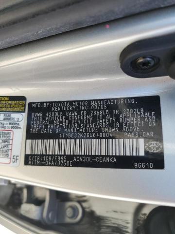 4T1BE32K26U648804 - 2006 TOYOTA CAMRY LE SILVER photo 12