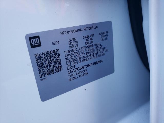 1G1ZC5STXRF198494 - 2024 CHEVROLET MALIBU LS 白色 照片 12