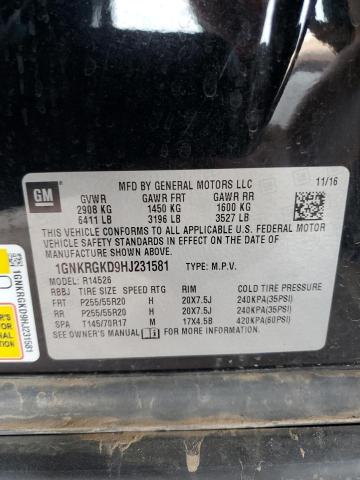 1GNKRGKD9HJ231581 - 2017 CHEVROLET TRAVERSE LT BLACK photo 13