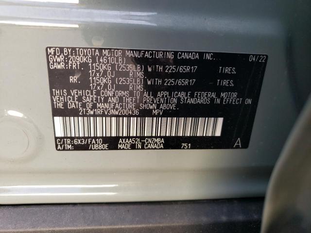 2T3W1RFV3NW200436 - 2022 TOYOTA RAV4 XLE GRAY photo 13