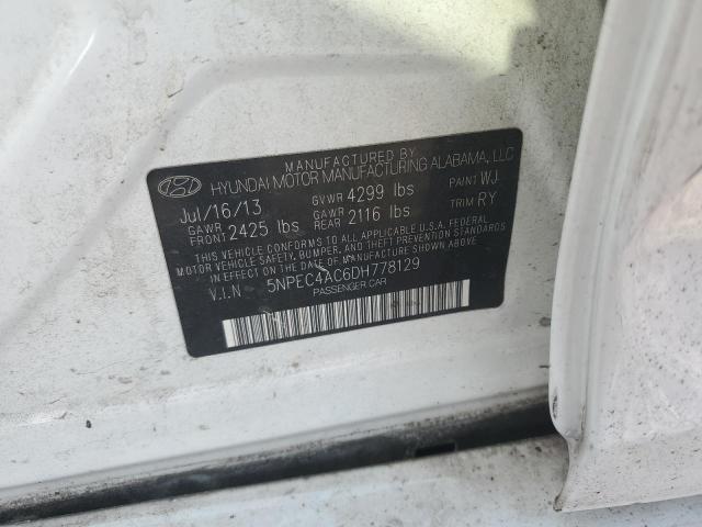 5NPEC4AC6DH778129 - 2013 HYUNDAI SONATA SE WHITE photo 12