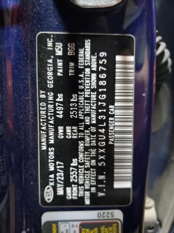 5XXGU4L31JG186759 - 2018 KIA OPTIMA EX BLUE photo 13