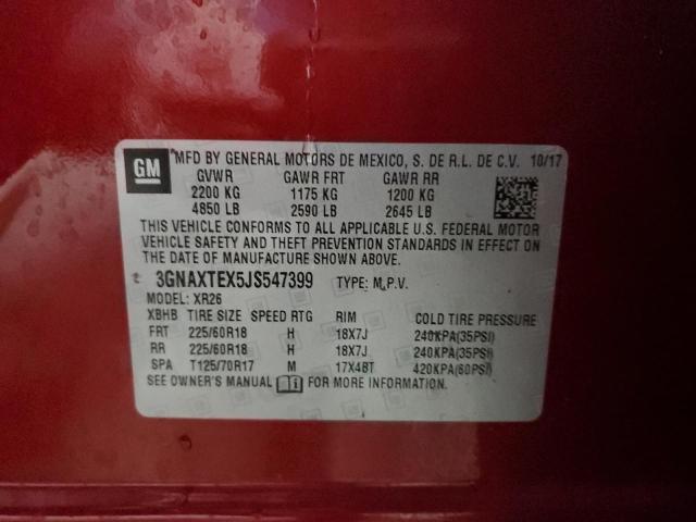 3GNAXTEX5JS547399 - 2018 CHEVROLET EQUINOX LT RED photo 13