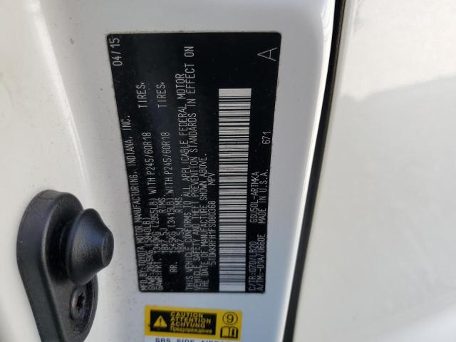 5TDKKRFH1FS080368 - 2015 TOYOTA HIGHLANDER XLE Білий фото 14