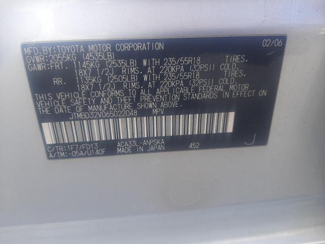 JTMBD32V065022048 - 2006 TOYOTA RAV4 SPORT SILVER photo 12