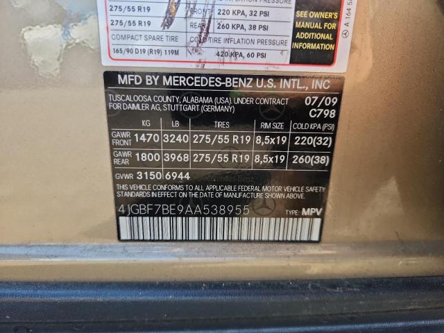 4JGBF7BE9AA538955 - 2010 MERCEDES-BENZ GL 450 4MATIC TAN photo 13