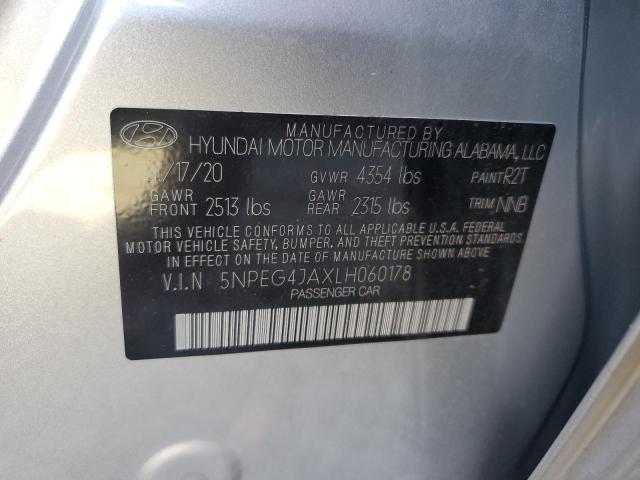 5NPEG4JAXLH060178 - 2020 HYUNDAI SONATA SE SILVER photo 13