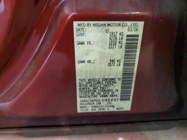 1N4AL3AP5GC194497 - 2016 NISSAN ALTIMA 2.5 勃艮第红 照片 13