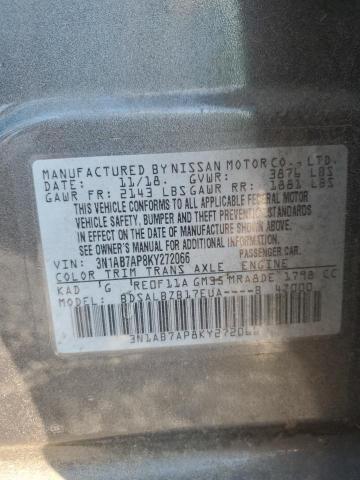 3N1AB7AP8KY272066 - 2019 NISSAN SENTRA S GRAY photo 13