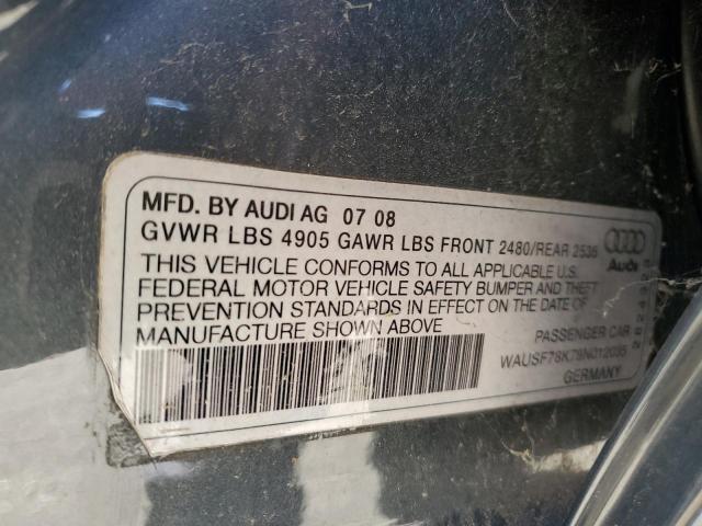 WAUSF78K79N012035 - 2009 AUDI A4 PREMIUM PLUS GRAY photo 12