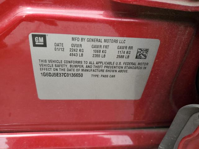 1G6DJ5E37C0136650 - 2012 CADILLAC CTS PERFORMANCE COLLECTION Kırmızı fotoğraf 12