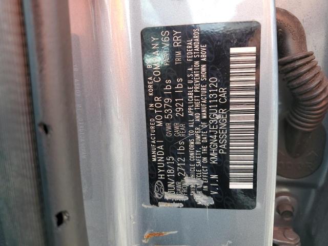 KMHGN4JE3GU113120 - 2016 HYUNDAI GENESIS 3.8L SILVER photo 12