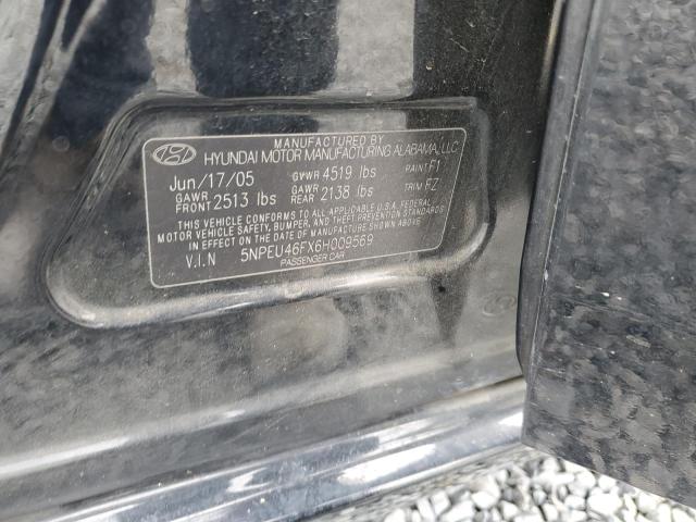 5NPEU46FX6H009569 - 2006 HYUNDAI SONATA GLS BLACK photo 12