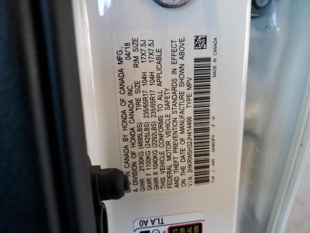 2HKRW5H32JH414466 - 2018 HONDA CR-V LX WHITE photo 13