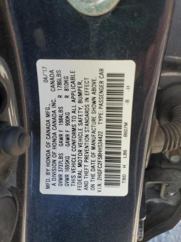 2HGFC2F58HH534422 - 2017 HONDA CIVIC LX BLUE photo 12