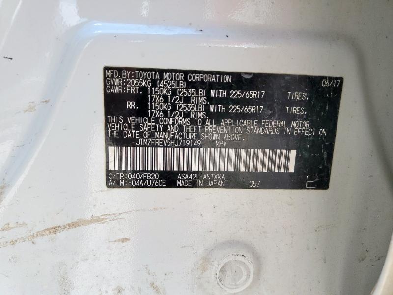 JTMZFREV5HJ719149 - 2017 TOYOTA RAV4 LE WHITE photo 14