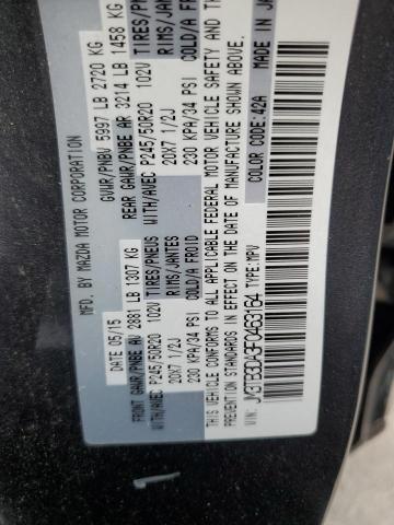 JM3TB3DA3F0463164 - 2015 MAZDA CX-9 GRAND TOURING GRAY photo 13