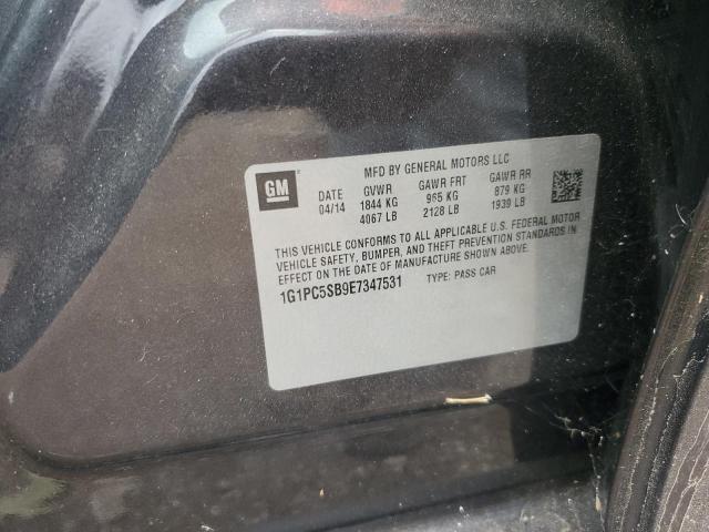 1G1PC5SB9E7347531 - 2014 CHEVROLET CRUZE LT GRAY photo 12