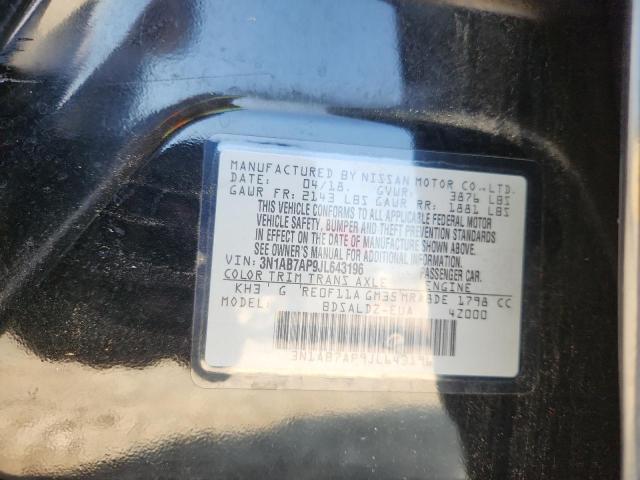 3N1AB7AP9JL643196 - 2018 NISSAN SENTRA S BLACK photo 12