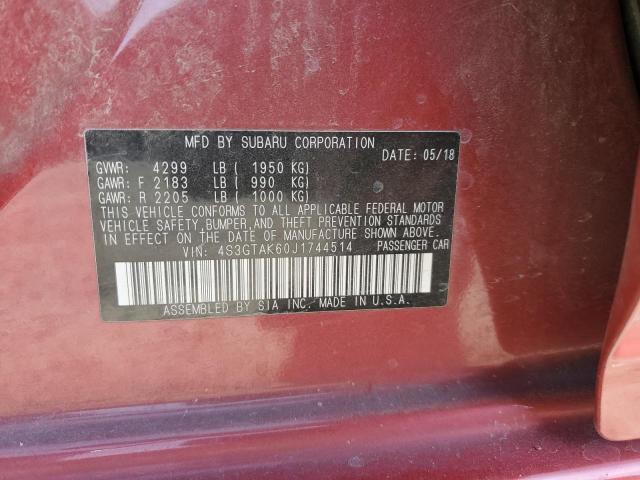 4S3GTAK60J1744514 - 2018 SUBARU IMPREZA SPORT 红色 照片 13