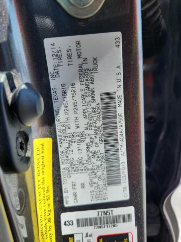 5TFJU4GN1FX072987 - 2015 TOYOTA TACOMA DOUBLE CAB PRERUNNER GRAY photo 12