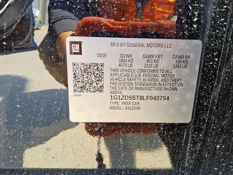 1G1ZD5ST8LF043754 - 2020 CHEVROLET MALIBU LT BLACK photo 12